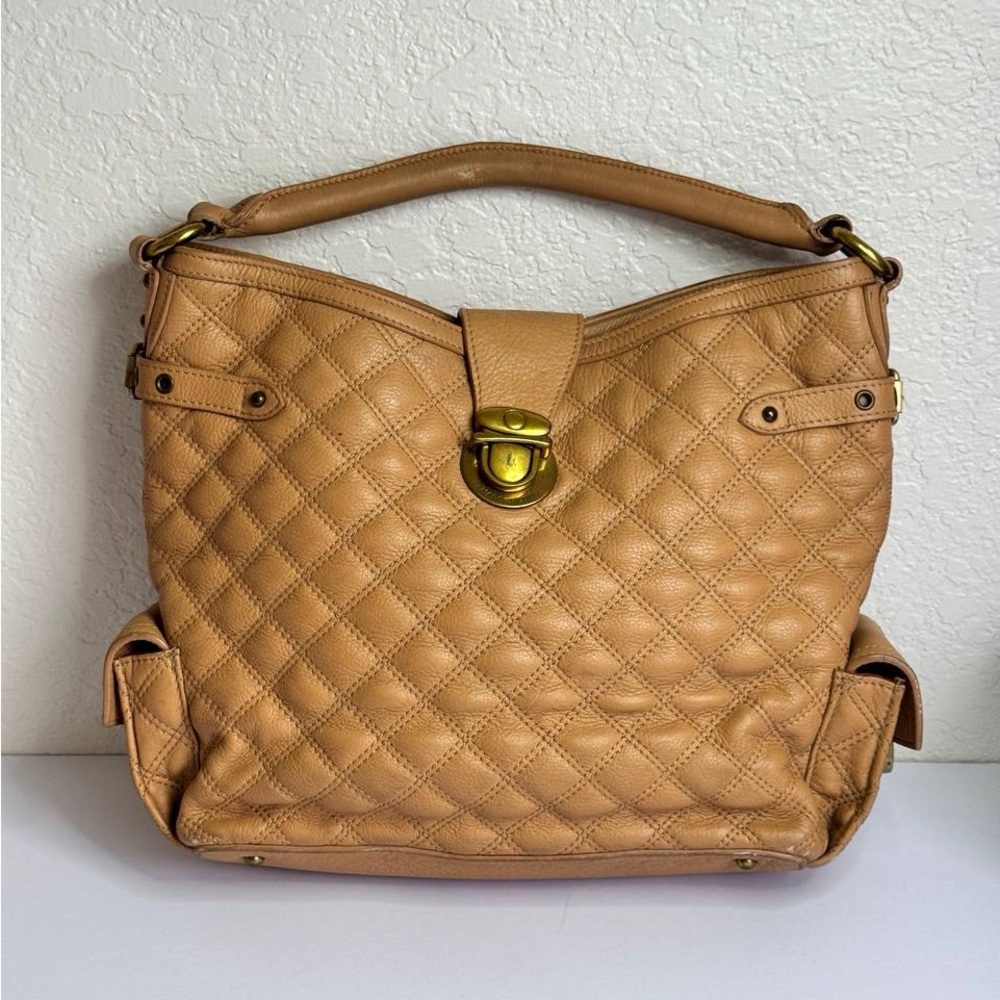 MARC JACOBS Tan Quilted Leather Handbag Made in Italy